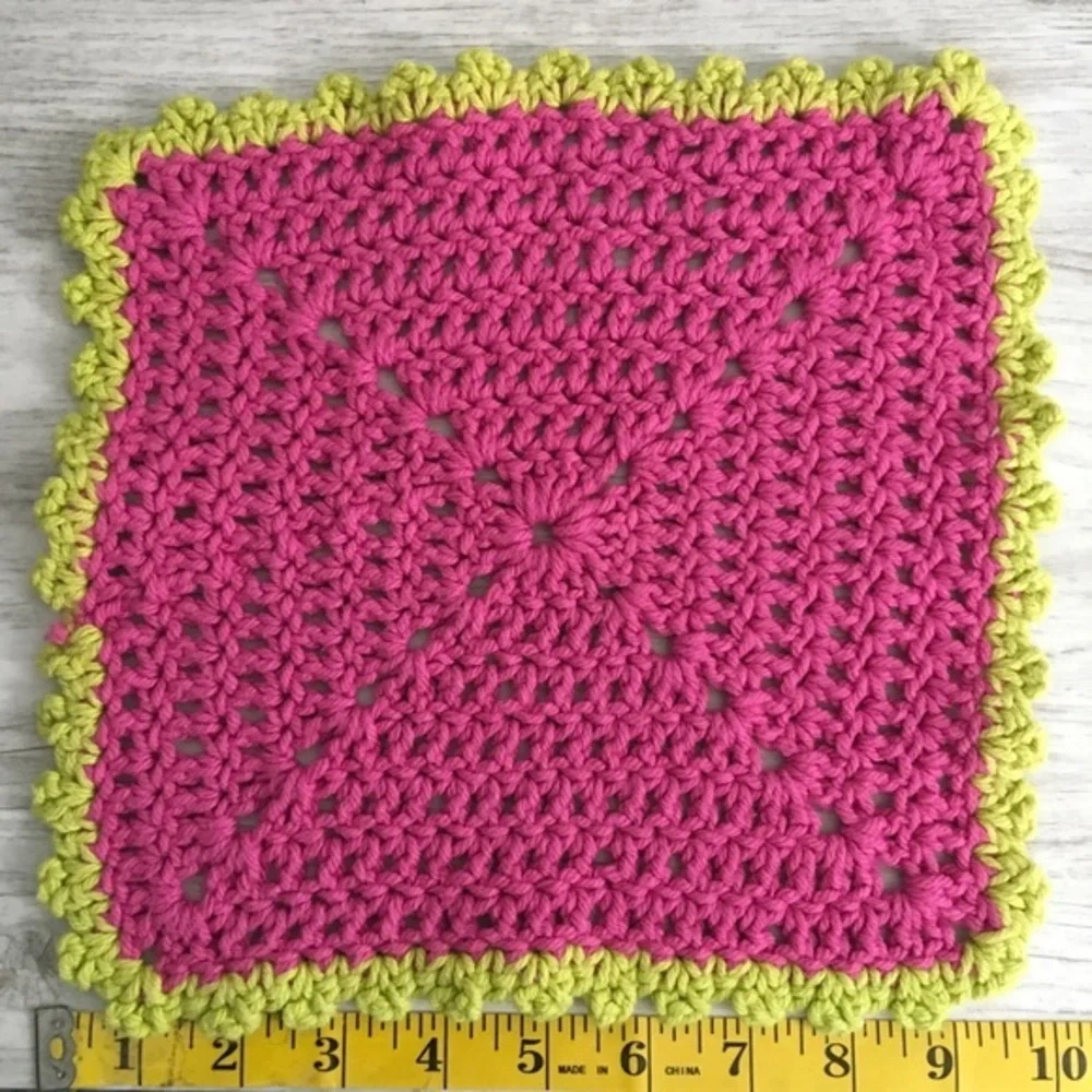 Handmade Cotton Crochet Wash Cloth Dish Rag Hot Pink Lime Green Bath Kitchen